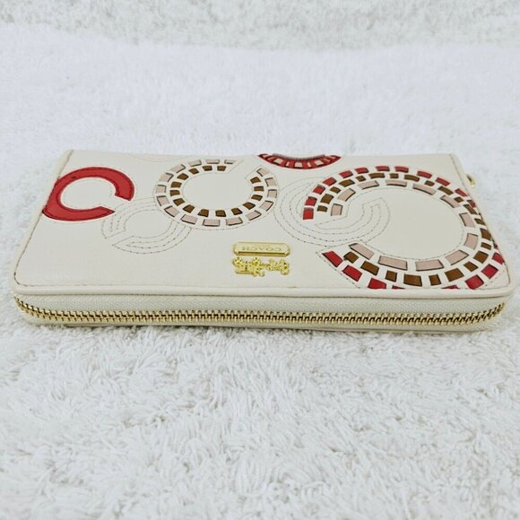 COACH F48920 Madison Whipstitch Woven Logo Leather Acordion Zip-Around Wallet - Picture 10 of 12